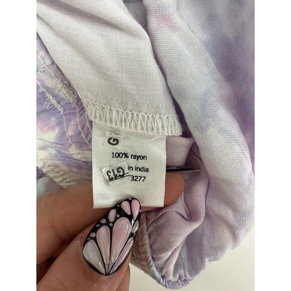 SO Juniors Shorts Size XL Purple Tye Dye Low Rise Soft Shortie Elastic Waist - Picture 4 of 10